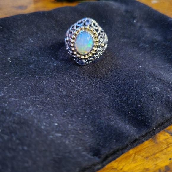 SIZE 6 HSN White Opal 18k 925 Ring - Picture 2 of 4